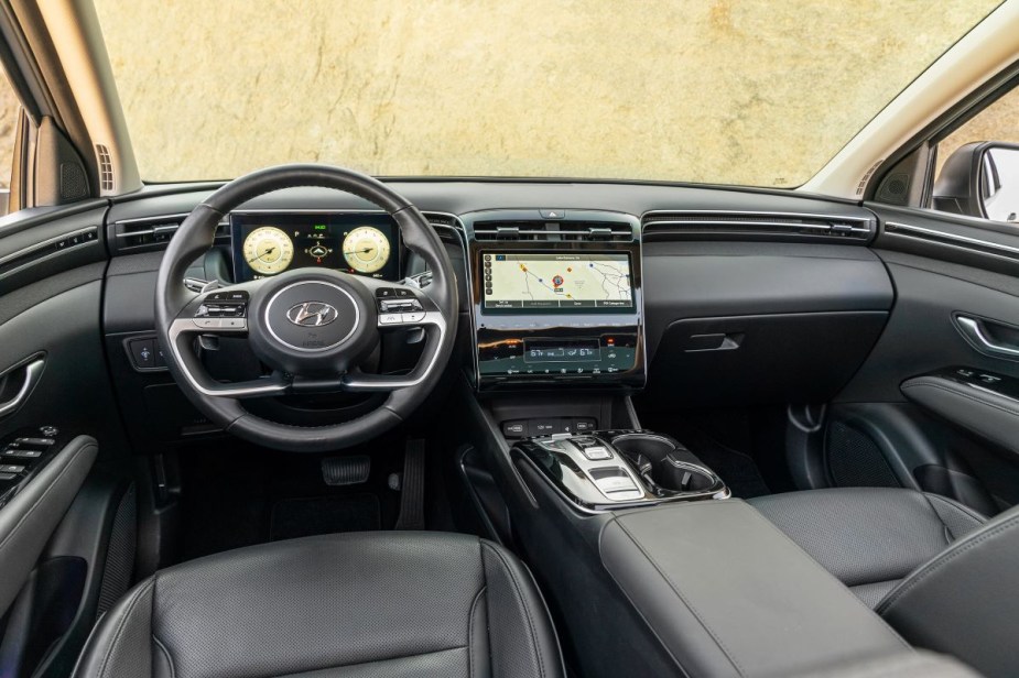 Dashboard and front seats in 2023 Hyundai Tucson, highlighting its release date and price