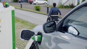 Ford's robotic electric vehicle charging stations during testing