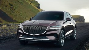 A gray 2022 Genesis GV70 luxury compact SUV.