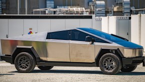 A tesla cybertruck seen in California