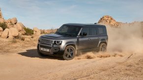 A Land Rover Defender 110 V8 shows off its capability.