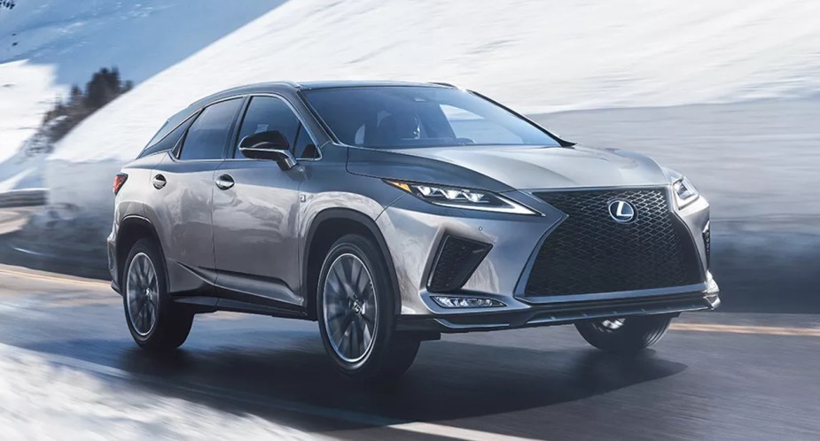 A gray Lexus RX 350 luxury midsize SUV.