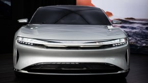 The Lucid Air shows off its front end.