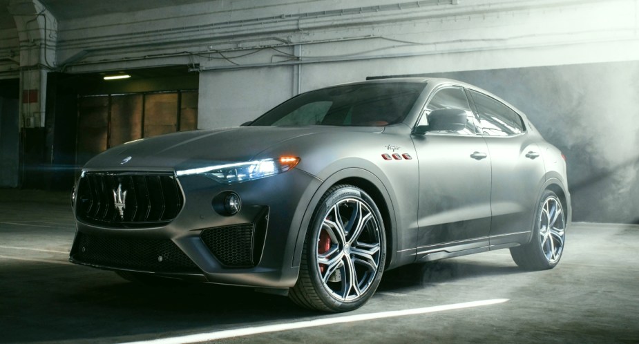 A gray 2022 Maserati Levante Trofeo is parked. 