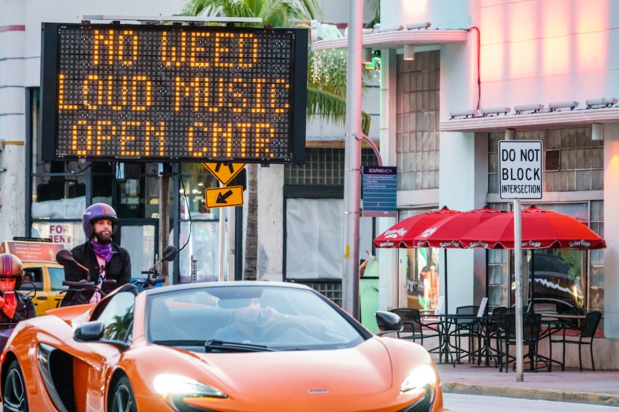 Miami Beach loud car music and exhaust