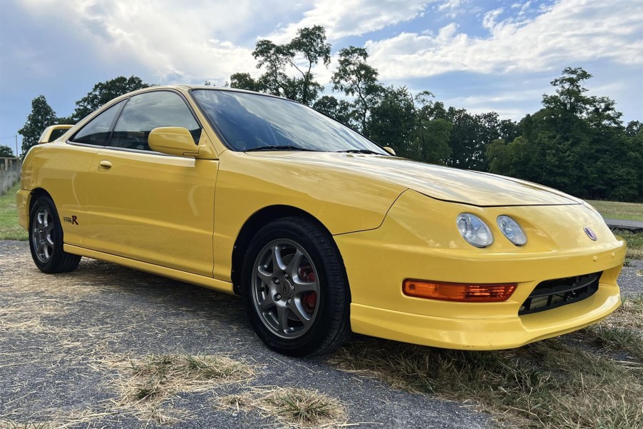 Phoenix Yellow Integra Type R front 3/4 photoshoot Cars and Bids