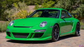 A Viper Green Sharkwerks-modified 2007 RUF RGT in a desert parking lot