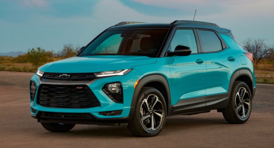 A blue 2022 Chevrolet Trailblazer is parked. 