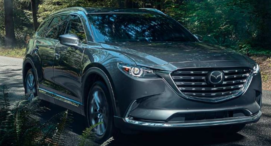 A gray 2022 Mazda CX-9 midsize SUV. 