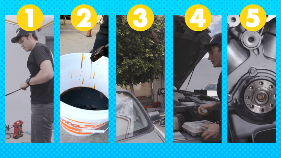 The series of farmer car repair hacks as demonstrated by Donut Media