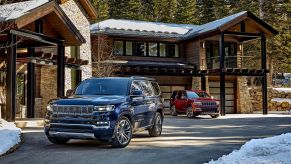 2022 Jeep Wagoneer and Grand Wagoneer at a ski chalet