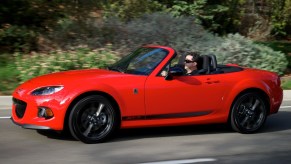 a red 2013 mazda mx 5 miata, a fast miata that drivers will enjoy