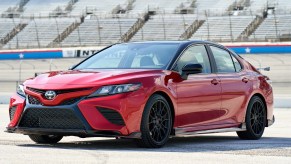 a red 2020 toyota camry trd, the fastest toyota camry thanks to 301 horsepower