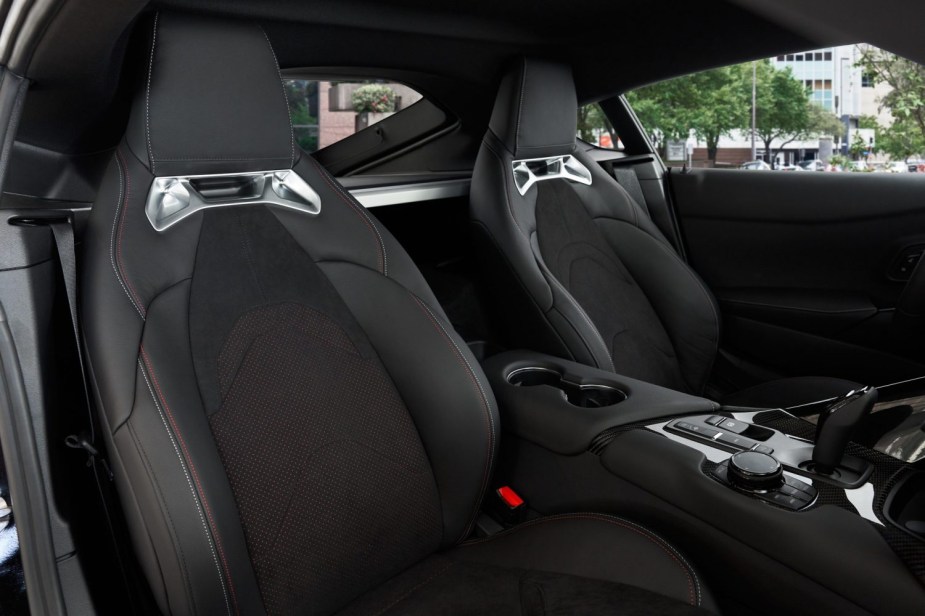 The black interior on the 2022 Toyota Supra 2.0