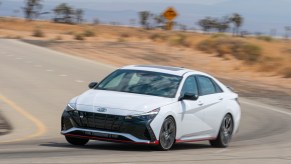 a 2022 hyundai elantra n, a sporty sedan that has a manual transmission