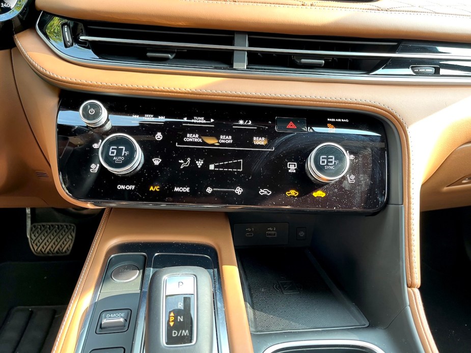 The HVAC control panel inside the 2022 Infiniti QX60.