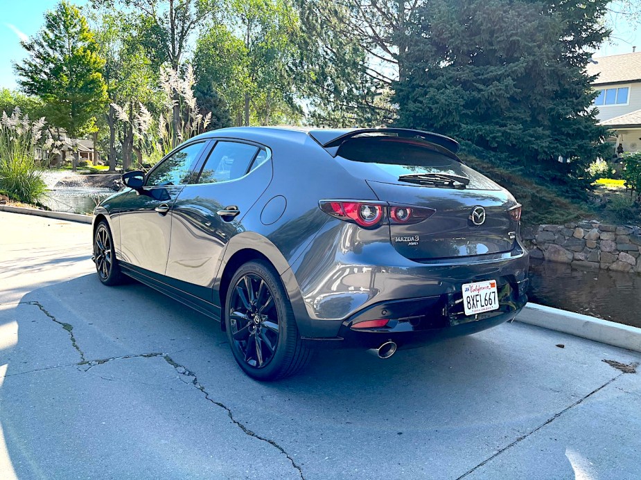 A rear view of the 2022 Mazda3