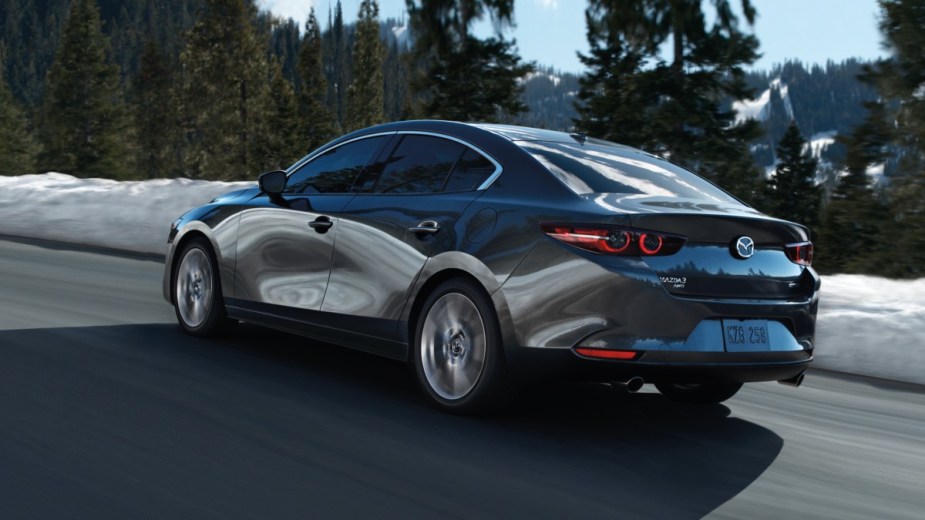 The 2022 Mazda3 sedan has an available all-wheel drivetrain and good fuel efficiency.