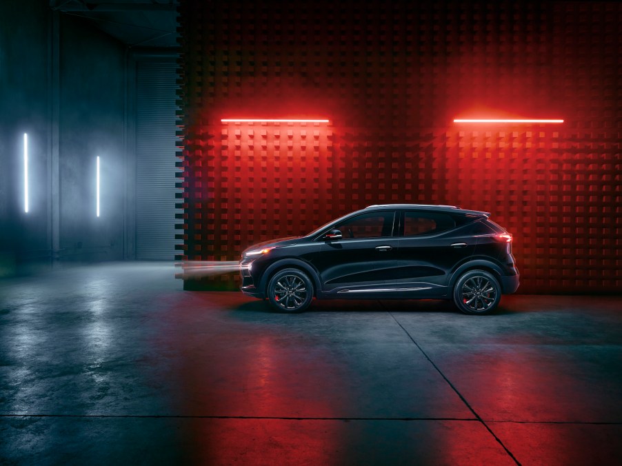 A dark colored 2023 Chevy Bolt EUV.