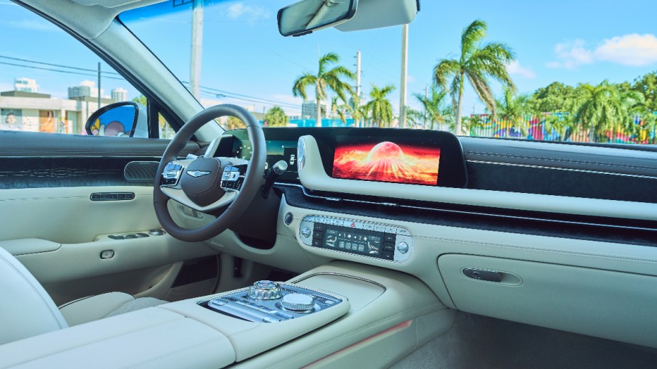 the luxurious interior of a new 2023 genesis g90, a luxurious sedan that features outstanding quality