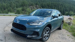 The 2023 Honda HR-V sitting next to a canyon road.