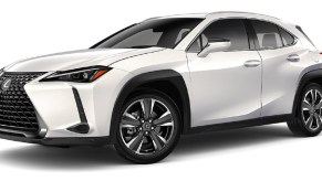 A white 2023 Lexus UX against a white background.