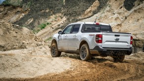 A 2023 Ford Maverick Tremor just before driving up a hill