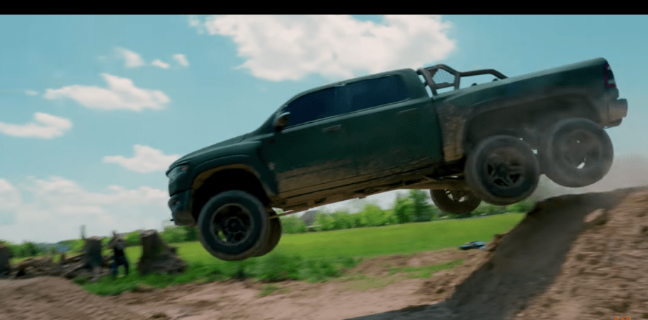 Ram TRX 6x6 AKA, the Apocalypse Warlord in midair before crash