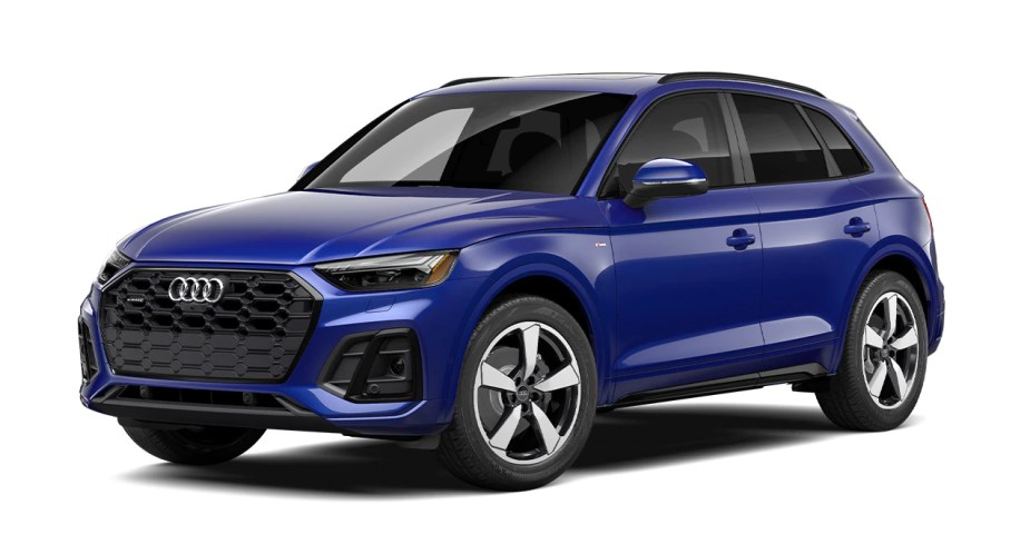 A blue 2023 Audi Q5 luxury compact SUV. 