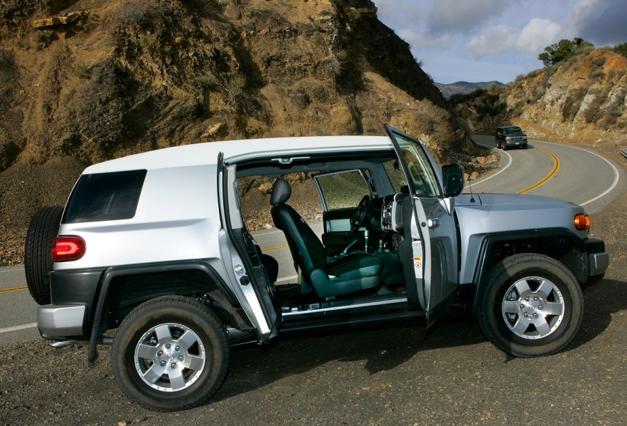 A Toyota FJ Cruiser with its doors open.