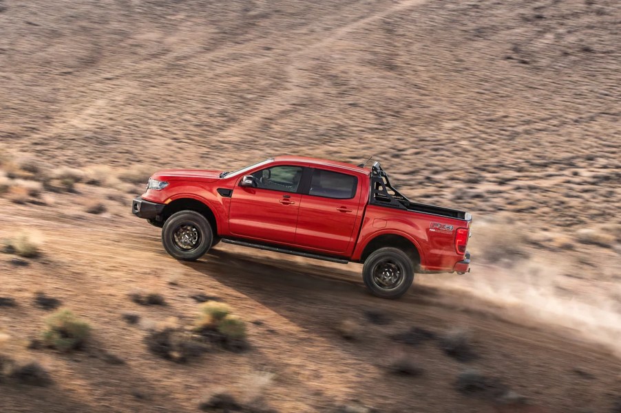 A 2023 Ford Ranger shows off its capability as a mid-size truck.