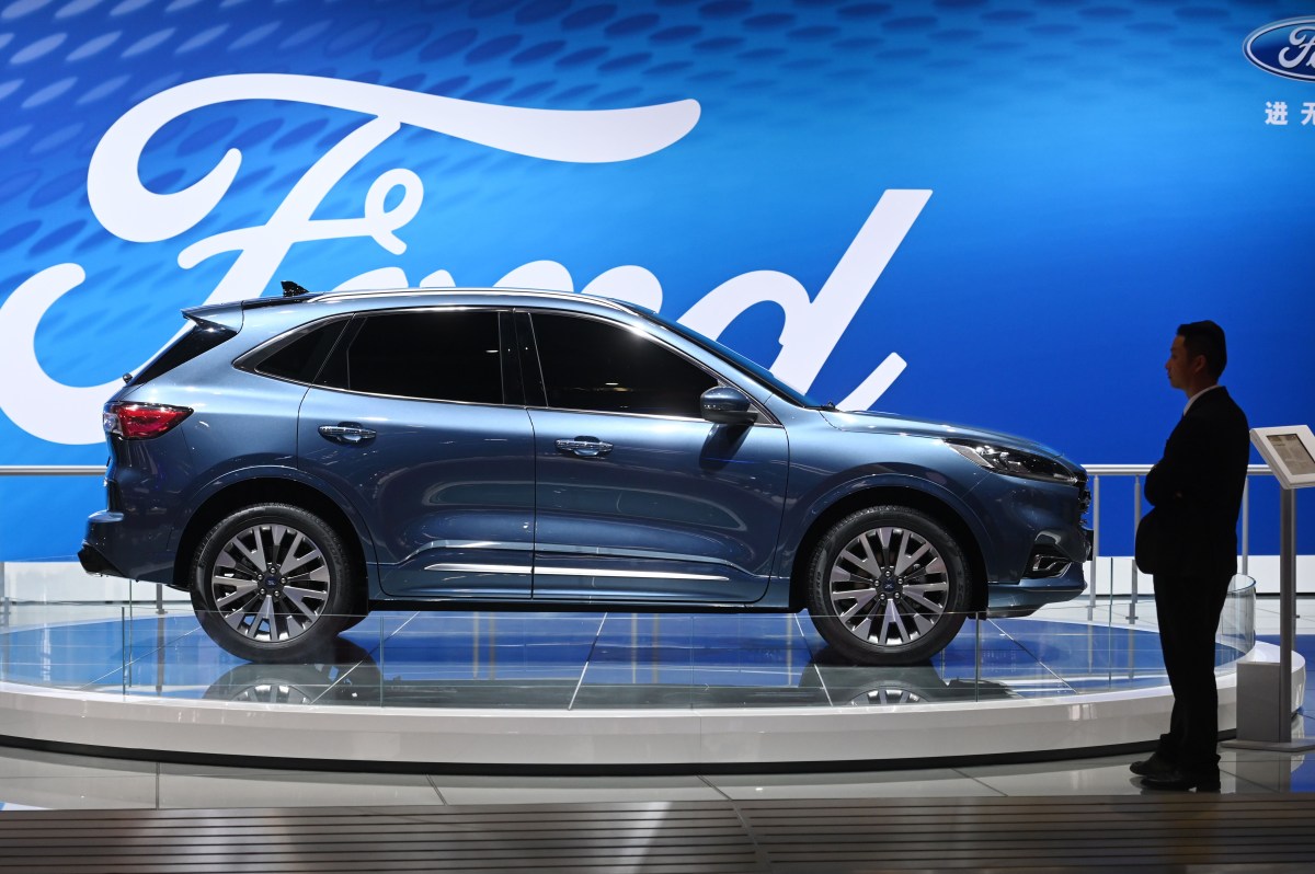 A blue Ford Escape at the Shanghai Auto Show. 