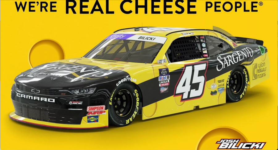 Josh Bilicki Chevrolet NASCAR in new Sargento Cheese livery