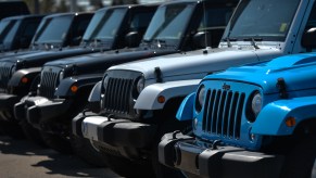 Car resale value can boil down to make and model, like these Jeep Wranglers.