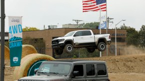 The Ram 1500 TRX on a test track