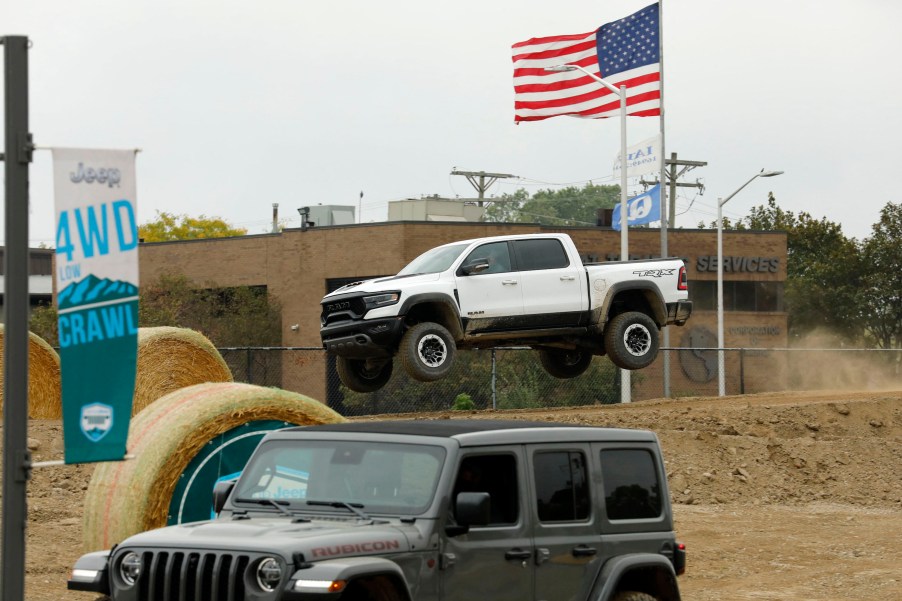 The Ram 1500 TRX on a test track