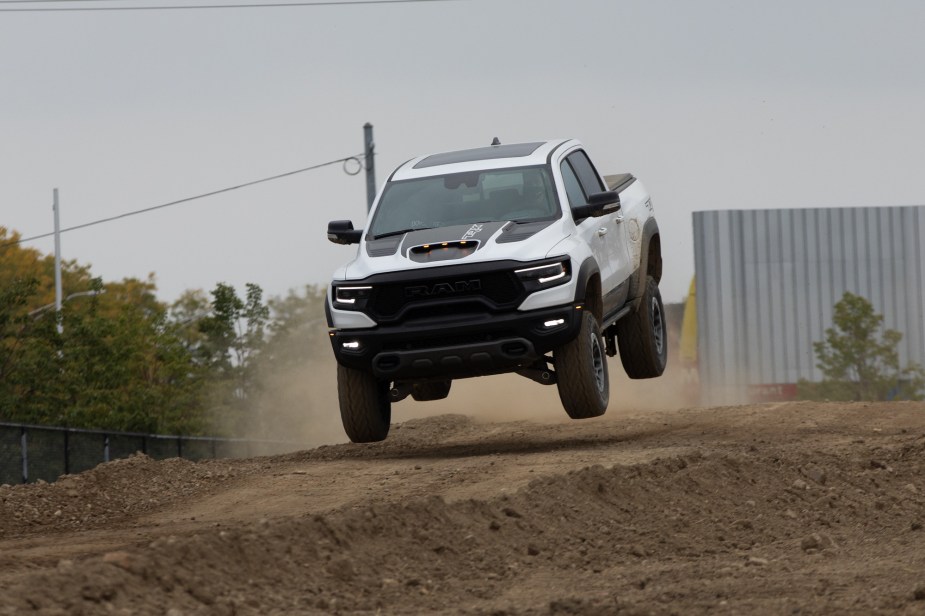 White Ram 1500 TRX jumping