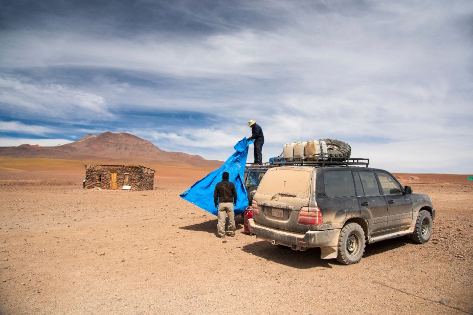 A Toyota Land Cruiser FJ80 shows its capability off as an SUV.