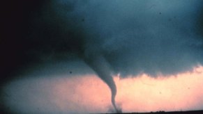 View of the 'rope' or decay stage of a tornado.