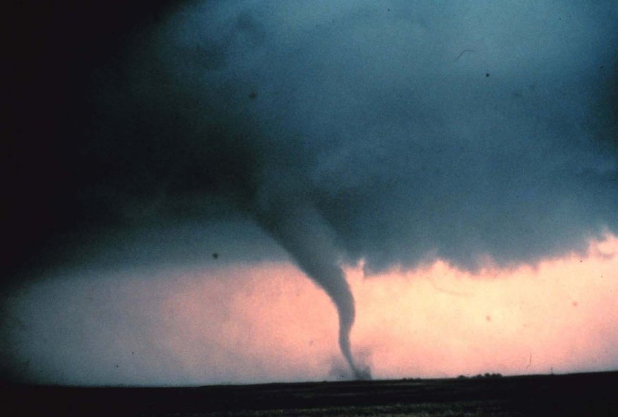 View of the 'rope' or decay stage of a tornado.