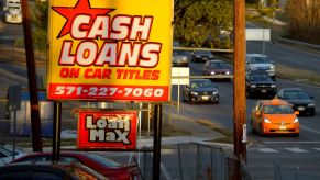 A car loan sign on Route 1 in Alexandria, Virginia, of Fairfax County