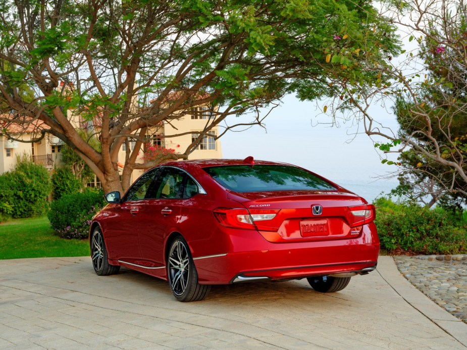 A rear view of the 2023 Honda Accord Hybrid.