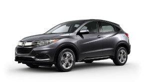 A black 2019 Honda HR-V against a white background.