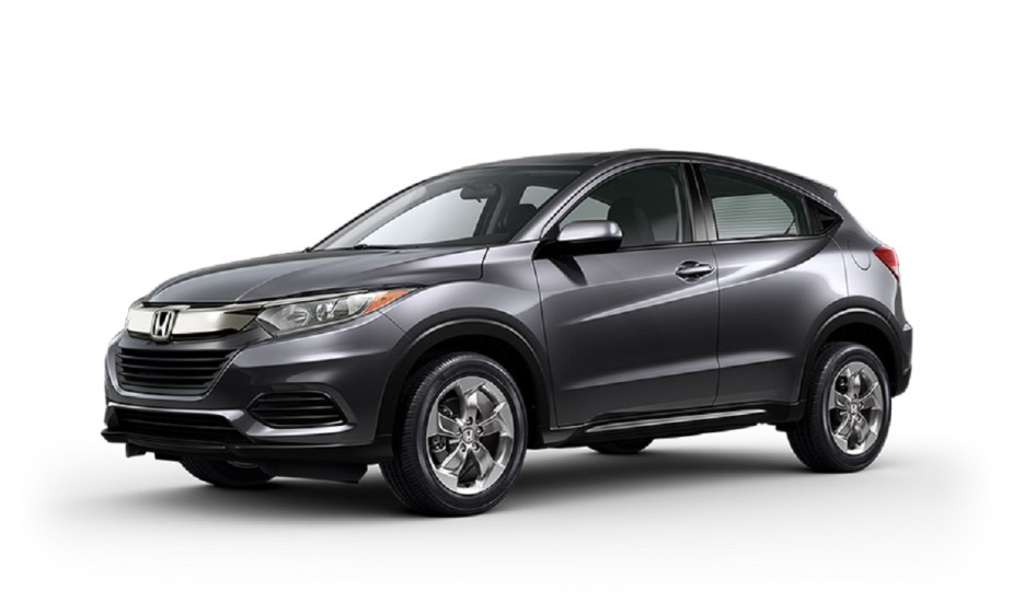 A black 2019 Honda HR-V against a white background.