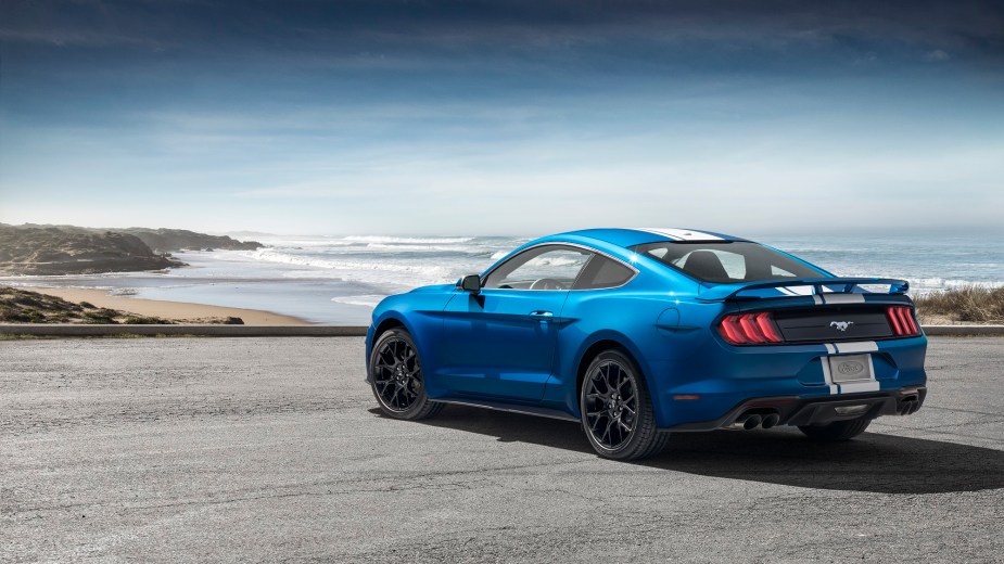 A Ford Mustang EcoBoost is an example of an S550 Mustang with more power and efficiency than the old S197 cars. 