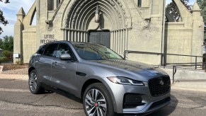 A front corner view of the 2021 Jaguar F-Pace S.