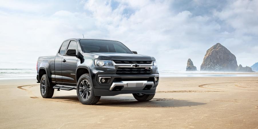 A black 2022 Chevy Colorado doesn't offer a High Country luxury trim level like the Silverado.