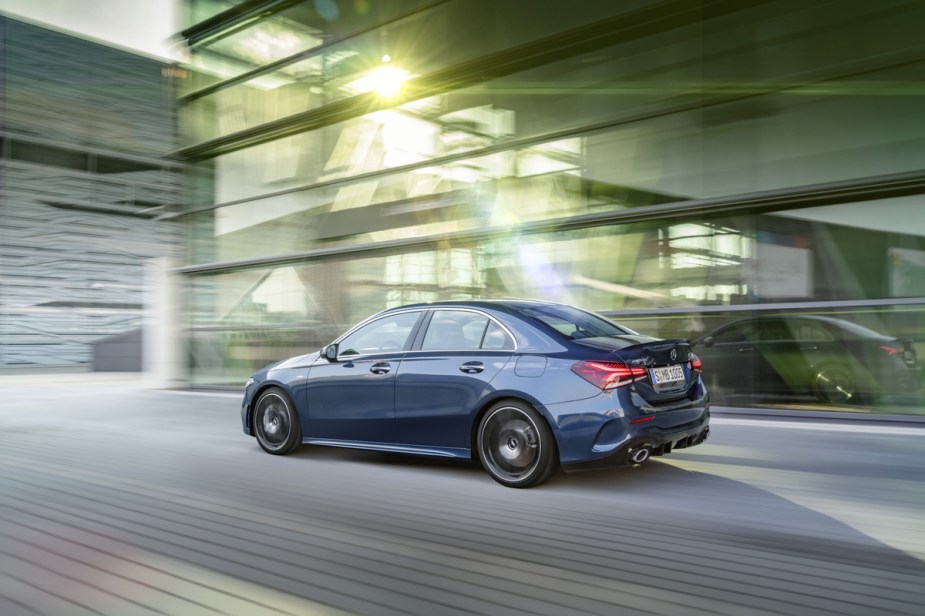 a rear side view of the 2022 Mercedes A-Class