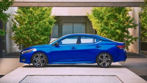 A blue 2022 Nissan Sentra parked