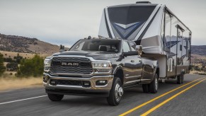 A 2022 Ram 3500 Heavy Duty hauling a trailer